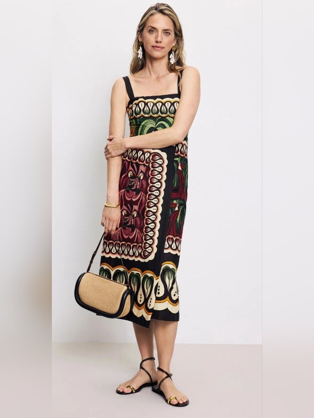 FARM Rio  Coconut Tree Flow Scarf Midi Dress Size XS